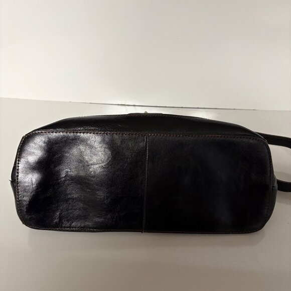 Etienne Aigner Black Leather Shoulder Bag Multiple Compartments Top Zipper - Picture 8 of 10
